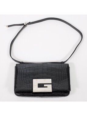 Y2K Gucci by Tom Ford 1998 bag alligator crocodile silver G logo black handbag